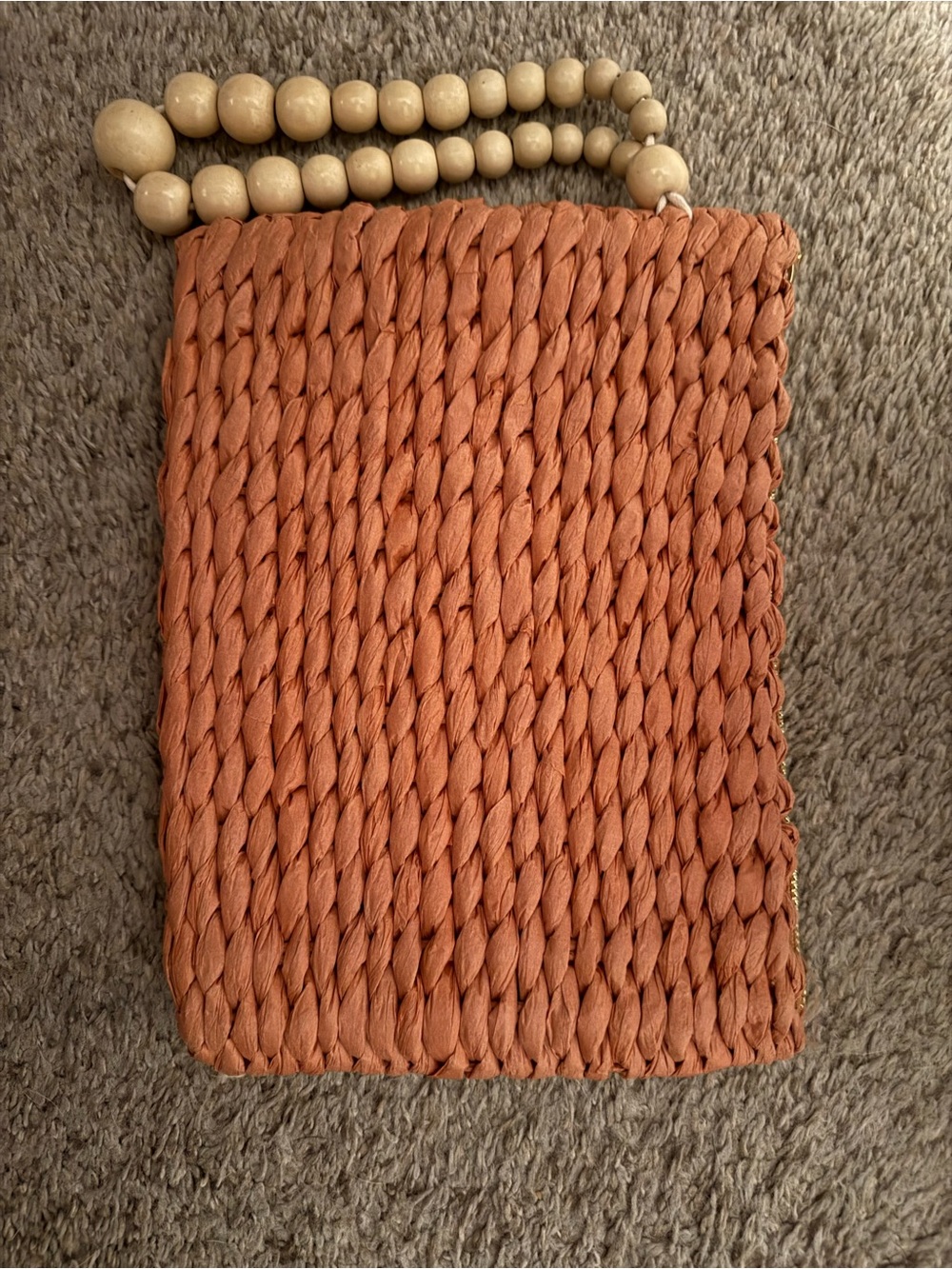 a new day Rust Orange Woven Wristlet with Beaded Handle